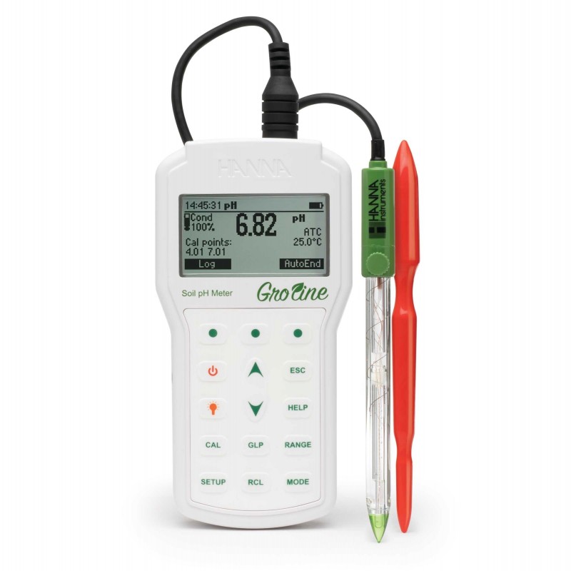 Hanna HI-98168 Professional pH and Temperature meter for soil - GroLine Hanna HI-98168 Professional pH and Temperature meter for soil - GroLine