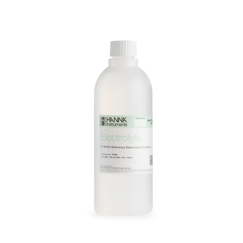 Hanna Instruments UK HI-7082L Electrolyte Solution for Double Junction Electrodes, 3.5M KCL 500mL Hanna Instruments UK HI-7082L Electrolyte Solution for Double Junction Electrodes, 3.5M KCL 500mL