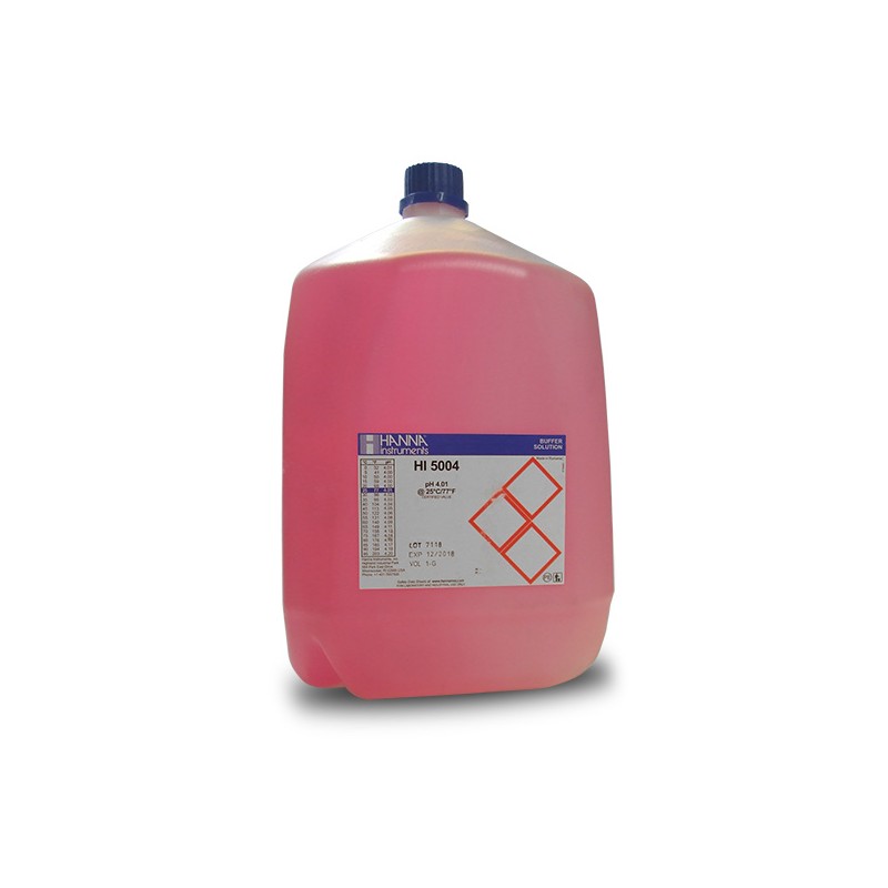 Hanna HI-5004-R08 pH 4.00 Red Technical Buffer Solution, 1 gallon bottle with cert Hanna HI-5004-R08 pH 4.00 Red Technical Buffer Solution, 1 gallon bottle with cert