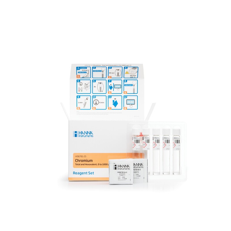 HI-96781-25 Chromium VI Total and Hexavalent pre-dosed reagent set HI-96781-25 Chromium VI Total and Hexavalent pre-dosed reagent set