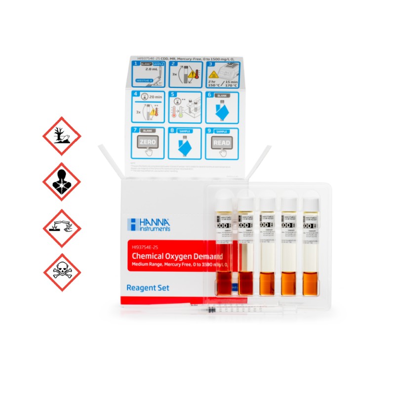 HI-93754E-25 Medium Range COD Reagents, Mercury Free HI-93754E-25 Medium Range COD Reagents, Mercury Free