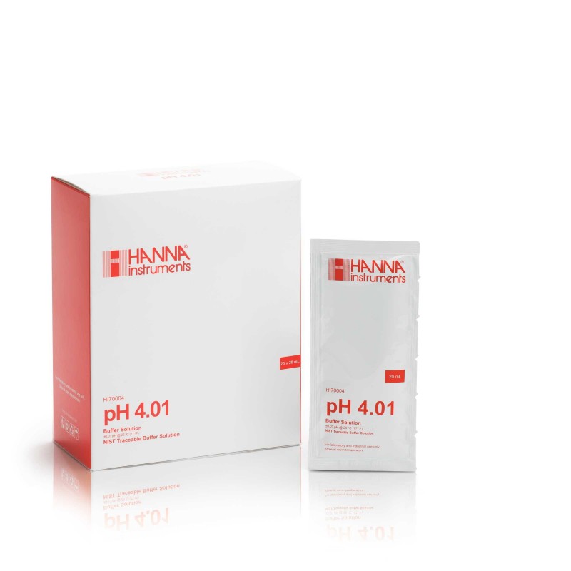 Hanna HI-70004P pH 4.01 Buffer Sachets, 25 x 20 mL sachets 