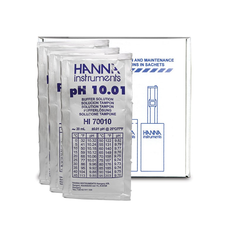 Hanna HI-70010P pH 10.01 Buffer Sachets, 25 x 20 mL sachets