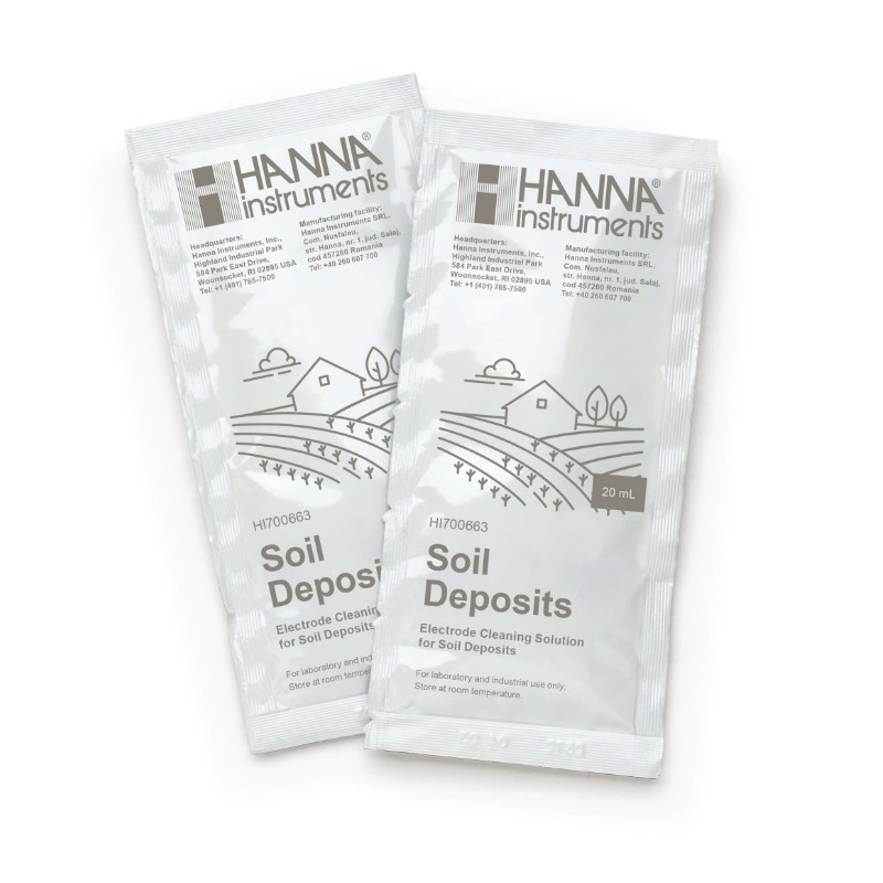 Hanna HI-700663P Cleaning Solution for Soil Deposits (Agriculture), 25 x 20 mL sachets