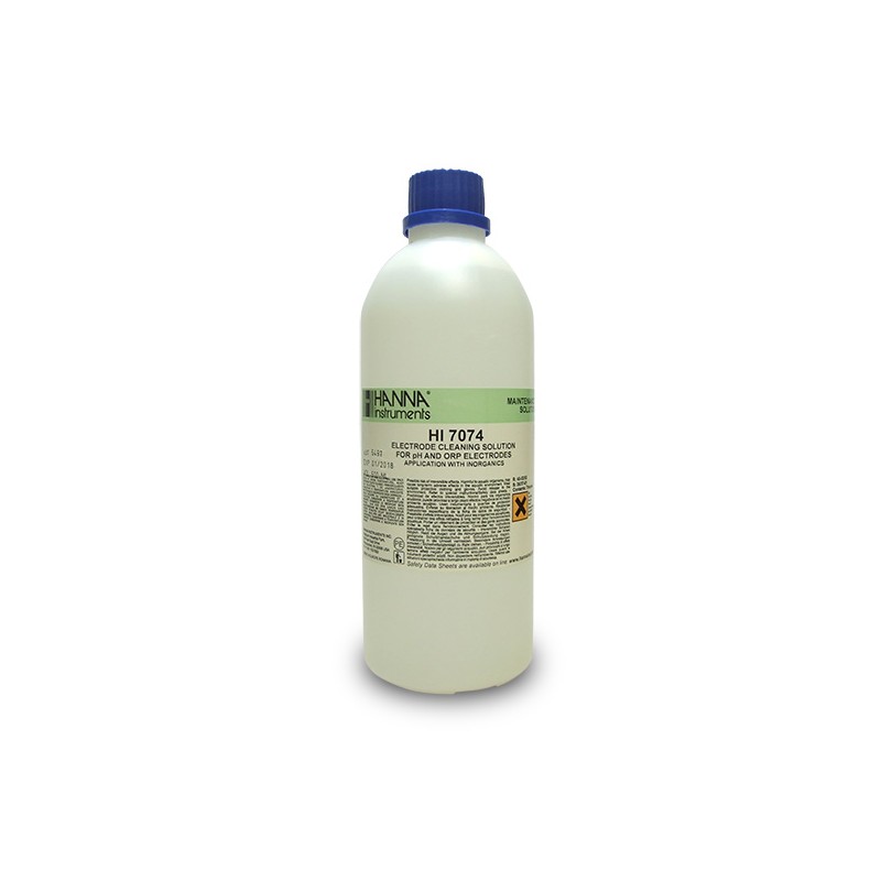Hanna HI-7074L Electrode Cleaning Solution for Inorganic Substances, 500 mL bottle Hanna HI-7074L Electrode Cleaning Solution for Inorganic Substances, 500 mL bottle